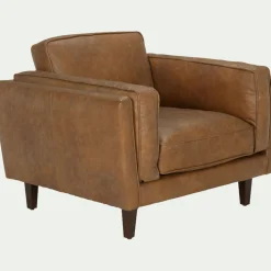 Fauteuil en cuir de vachette - marron