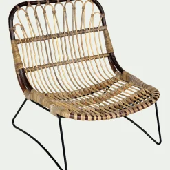 Fauteuil en rotin et métal