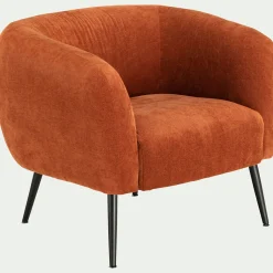 Fauteuil en tissu avec pieds en acier - brun rustrel