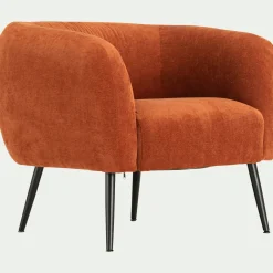 Fauteuil en tissu avec pieds en acier - brun rustrel