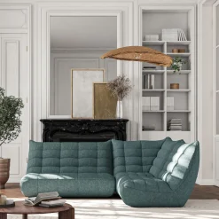 Fauteuil en tissu chenille - bleu calaluna