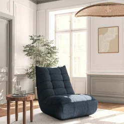 Fauteuil en tissu chenille - bleu marine