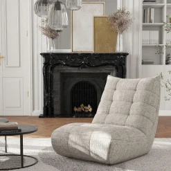 Fauteuil en tissu chenille - beige roucas