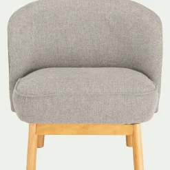 Fauteuil en tissu chiné et piétement en hévéa - gris borie