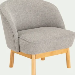 Fauteuil en tissu chiné et piétement en hévéa - gris borie