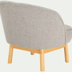 Fauteuil en tissu chiné et piétement en hévéa - gris borie