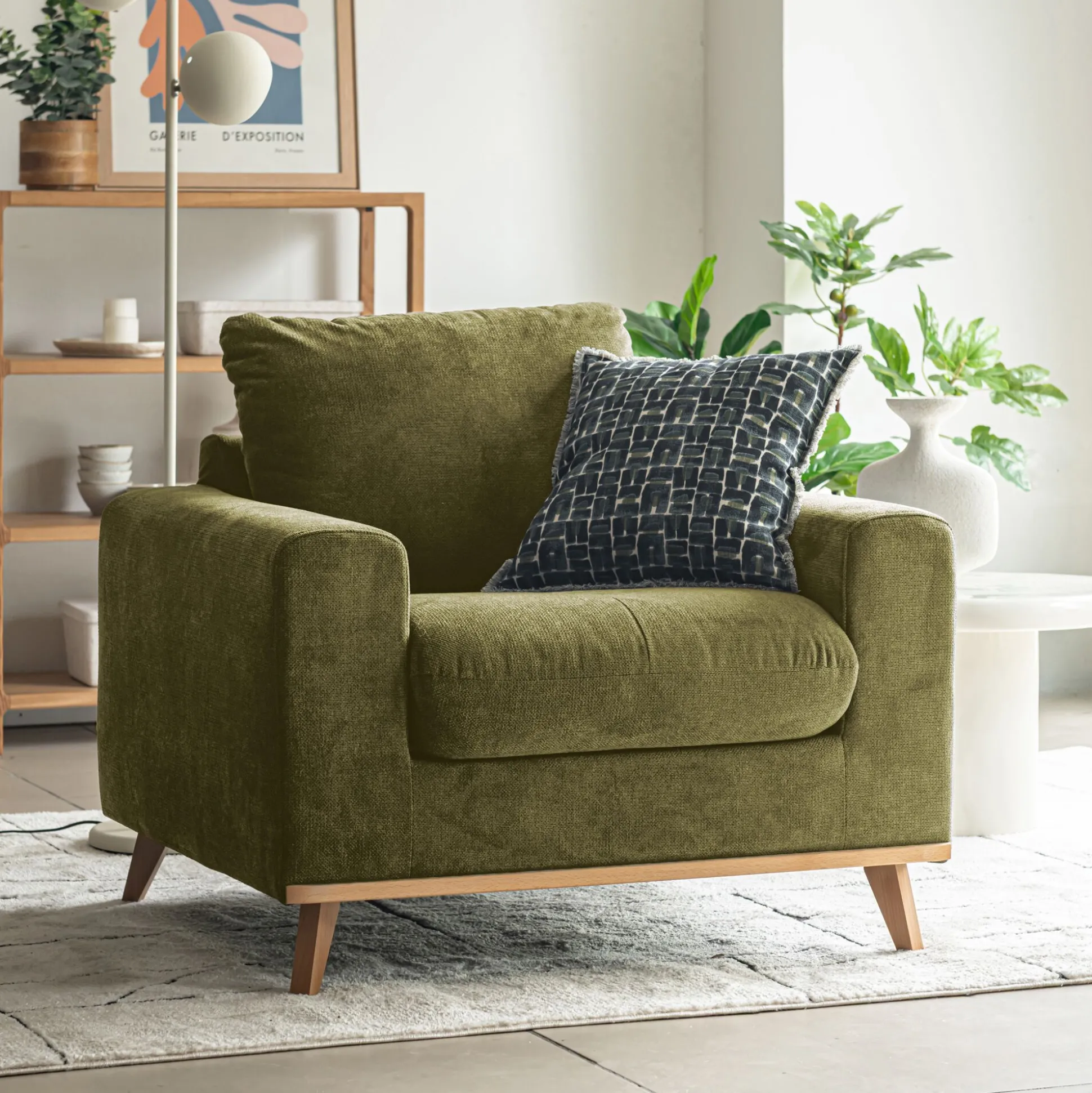 Fauteuil en tissu cosmo - vert kaki