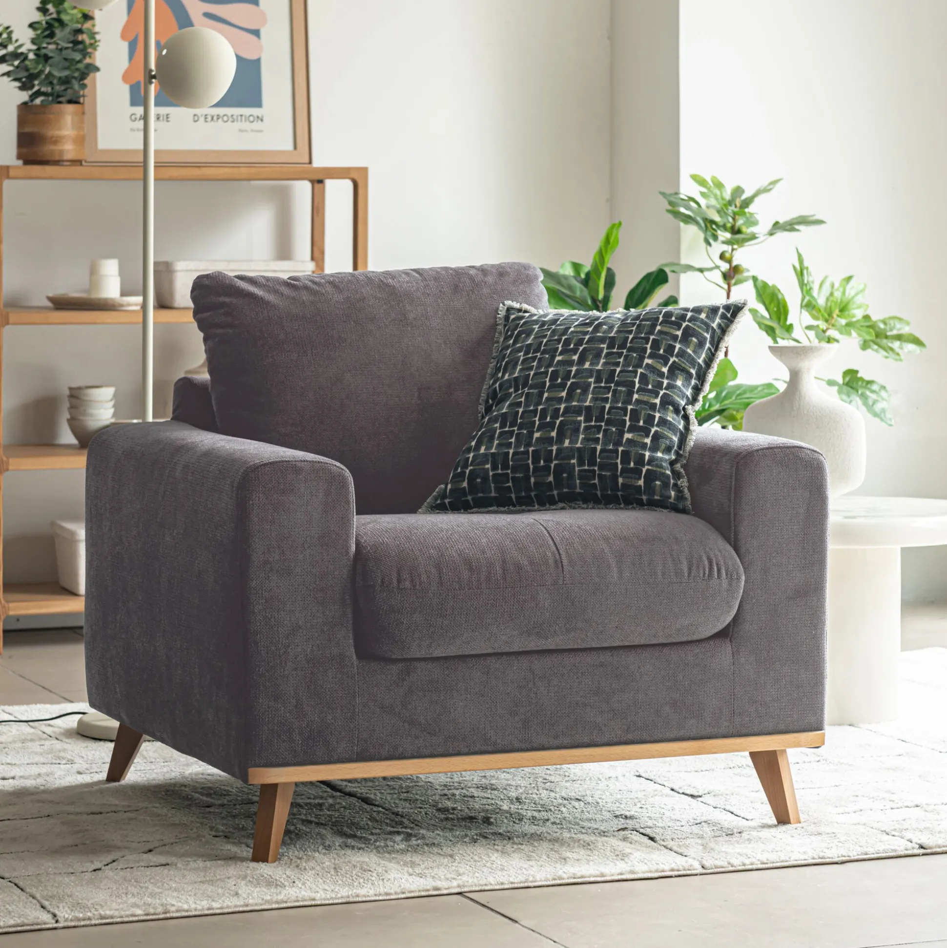 Fauteuil en tissu crown - gris restanque