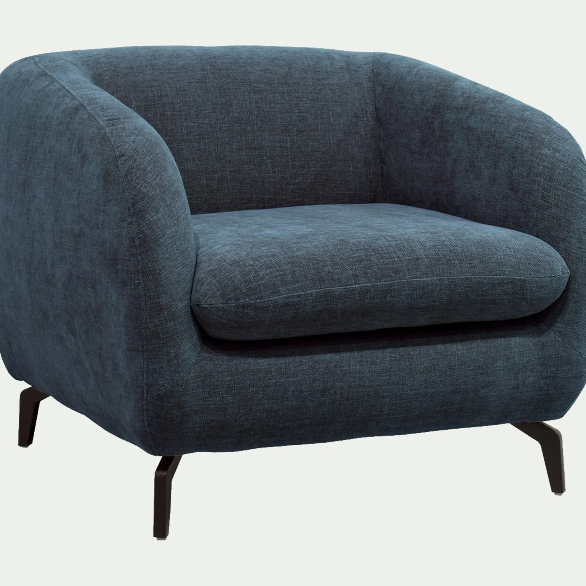 Fauteuil en tissu doux tramé - bleu