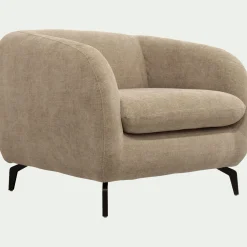 Fauteuil en tissu doux tramé - beige