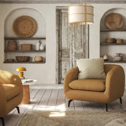 Fauteuil en tissu tramé - bronze