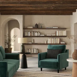 Fauteuil en tissu velvet - vert sauge