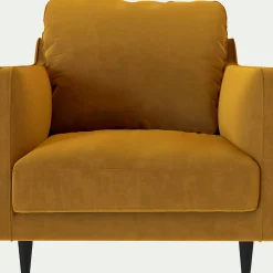 Fauteuil en tissu velvet - jaune argan