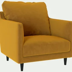 Fauteuil en tissu velvet - jaune argan