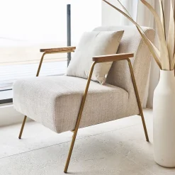 Fauteuil en velours - beige