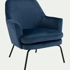 Fauteuil en velours - bleu myrte