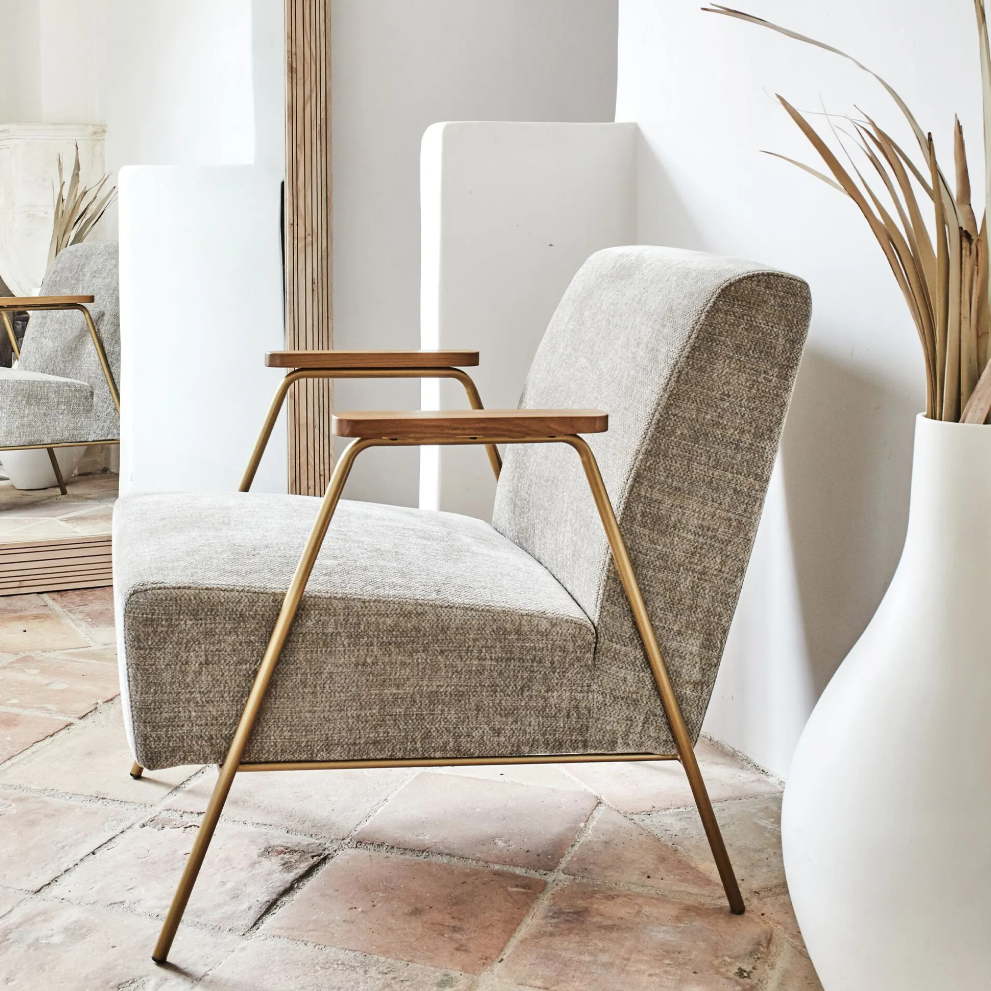 Fauteuil en velours - brun châtaigner