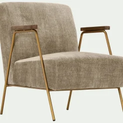 Fauteuil en velours - brun châtaigner