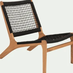 Fauteuil et repose pied en eucalyptus - noir