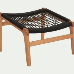 Fauteuil et repose pied en eucalyptus - noir