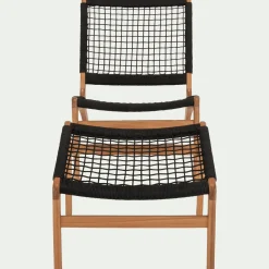 Fauteuil et repose pied en eucalyptus - noir