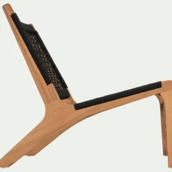 Fauteuil et repose pied en eucalyptus - noir