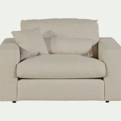 Fauteuil fixe en tissu bouclette - blanc écru