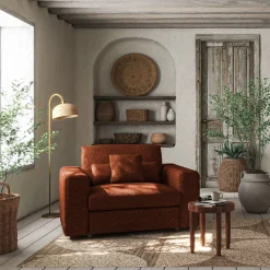 Fauteuil fixe en tissu chenille - brun rustrel