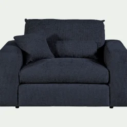 Fauteuil fixe en tissu chenille - bleu marine