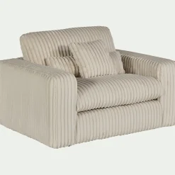 Fauteuil fixe en tissu côtelé - blanc ventoux