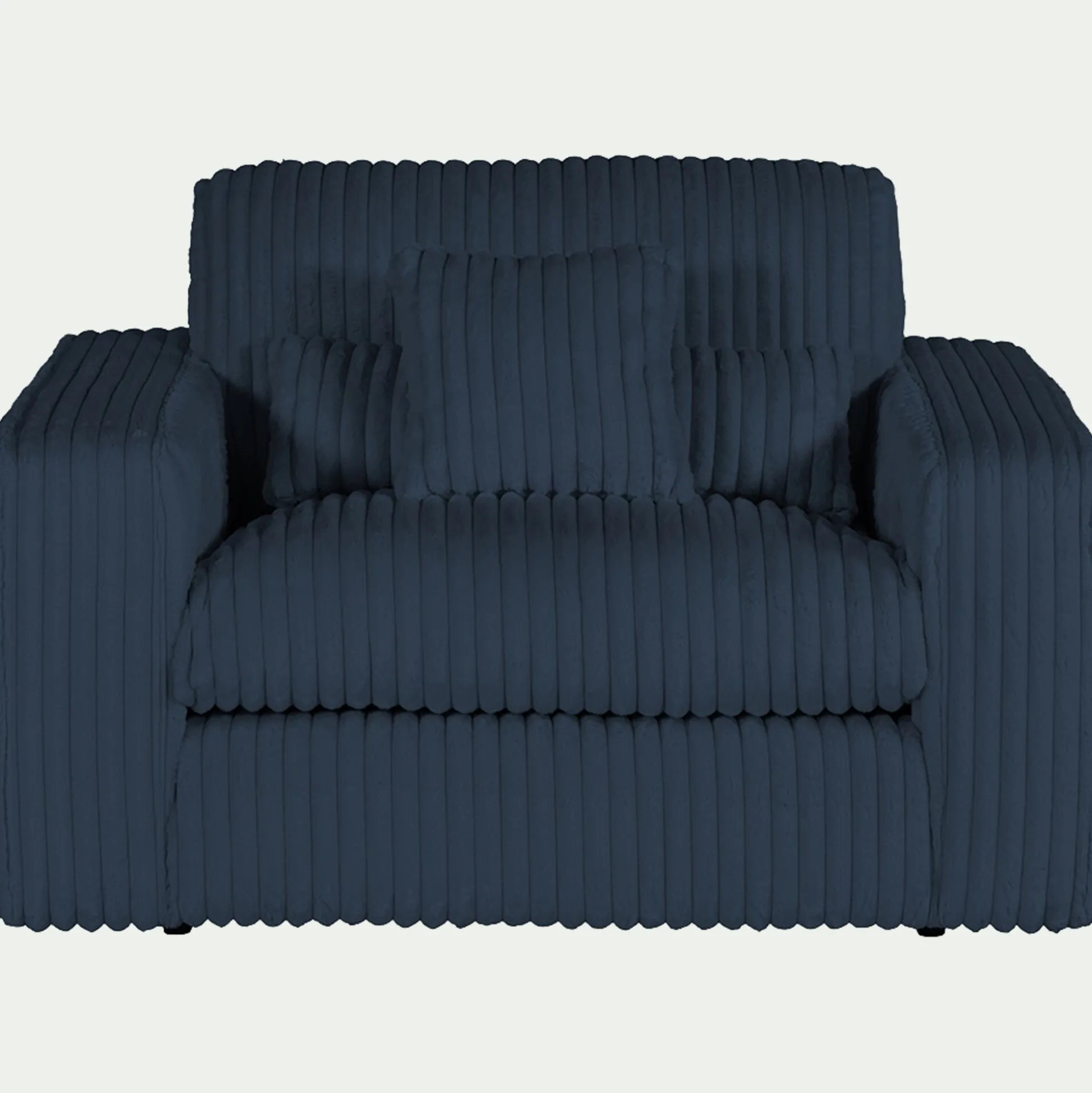 Fauteuil fixe en tissu côtelé - bleu calabrun