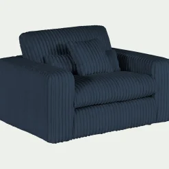 Fauteuil fixe en tissu côtelé - bleu calabrun