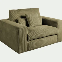 Fauteuil fixe en velours côtelé - vert cèdre