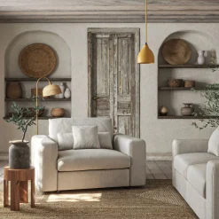 Fauteuil fixe en velours côtelé - gris borie