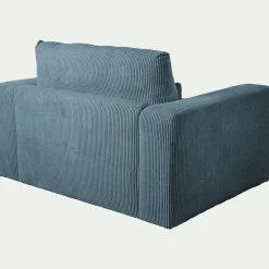 Fauteuil fixe en velours côtelé - bleu