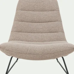Fauteuil incurvé en tissu et métal - beige