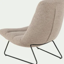 Fauteuil incurvé en tissu et métal - beige