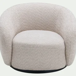 Fauteuil pivotant en tissu bouclette - beige