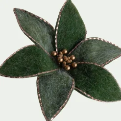 Fleur à clip en feutre 23x21cm - vert