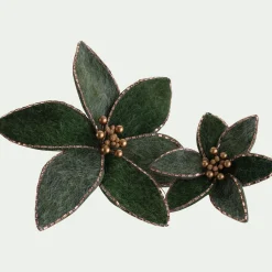 Fleur à clip en feutre 23x21cm - vert