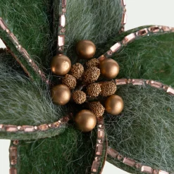 Fleur à clip en feutre 14x12cm - vert