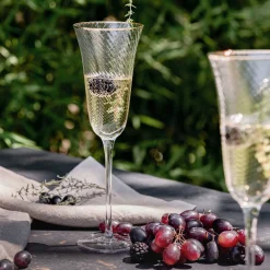 Flûte à champagne avec liseré doré en verre 20cl - transparent