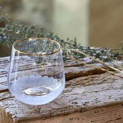 Gobelet avec liseré doré en verre 36cl - transparent