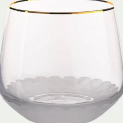 Gobelet avec liseré doré en verre 36cl - transparent