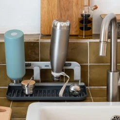 Égouttoir à gourdes en plastique et aluminium - gris