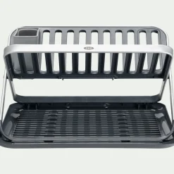 Égouttoir à vaisselle en plastique et aluminium - gris