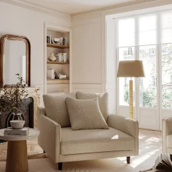 Grand fauteuil fixe en tissu monclar - beige roucas