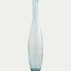 Grand vase bouteille en verre recyclé - bleu H100cm
