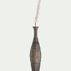 Grand vase en bambou et jonc de mer tressé H84cm - noir