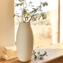Grand vase en grès moucheté H45cm - blanc